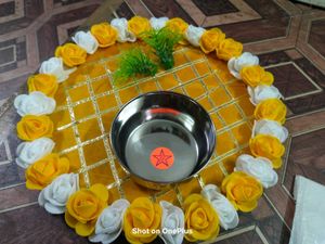 handmade decorative wooden wedding tray with artif