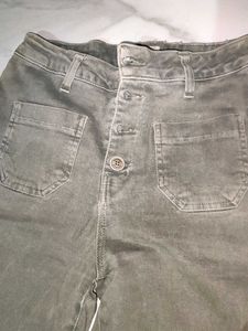 Olive Green Wide Leg Jeans