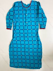 Blue Checked Kurti