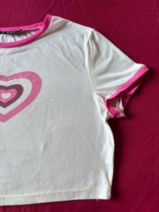 Shein Cute White &amp; Pink Tshirt