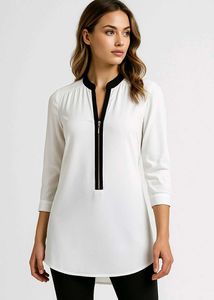Chic White Zipper Top