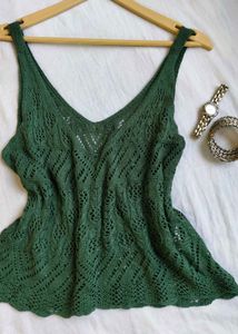 Green Crochet Cami Top