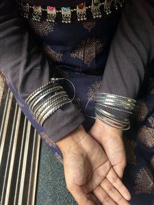 Oxidised twisted bangle set of 11