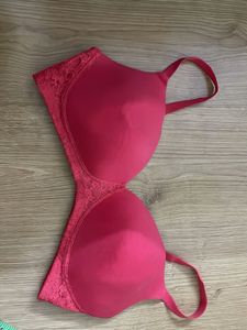 Pink Lace Trim Bra