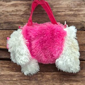 Cute Pink Dog-Shaped Soft Plush Bag For Girls