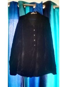 5XL Velvet Collar Black Shirt