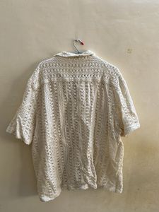 Zudio Off-White Knitted Collared Shirt