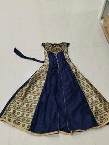 Elegant Blue & Gold Ethnic Gown
