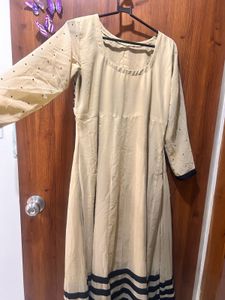 Elegant Cream &amp; Black Anarkali