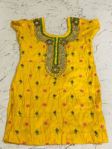 Yellow Embellished Kurti