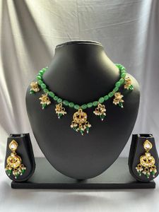 Green Polki Kundan Necklace &amp; earrings