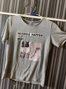 Grey Graphic Top