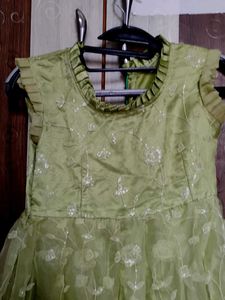 Pista Green Party Wear Girls Frock