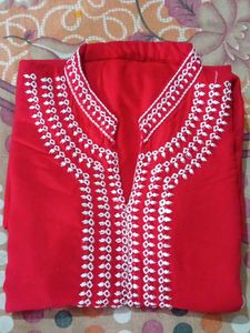 Front Slit Red Kurti
