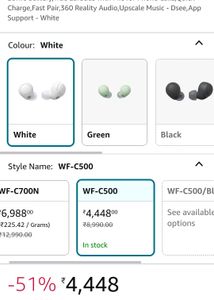 Sony Wf-C500 TWS with upto 15 to 20Hrs App Support