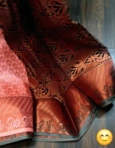 Elegant Peach Kanchipuram bridal Silk Saree