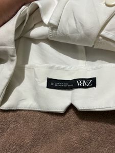 Zara Oyster White High Rise Pants