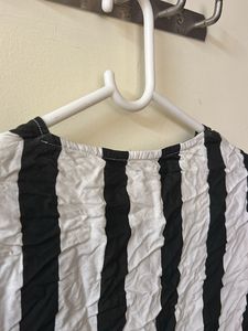 Black-white Crop Top With Over Jacket