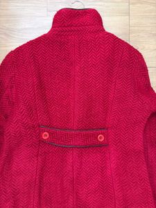 Korean Dark Red Herringbone Coat