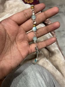 blue Beaded Charm Bracelet