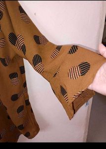 Brown Printed Tie Neck Top