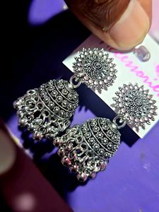 Oxidized Jhumka Earrings women and girl
