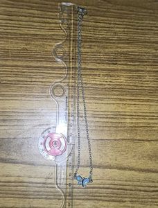 Butterfly Pendant Chain, Micro Plated Blue Stone