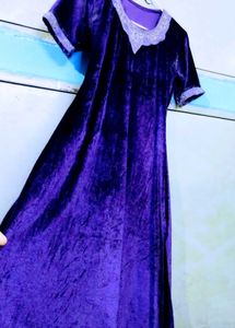 Elegant Purple Velvet Kurta