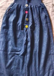 Denim Button-Front Culottes