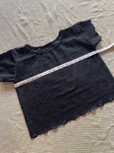 Black Textured Short Sleeve Top
