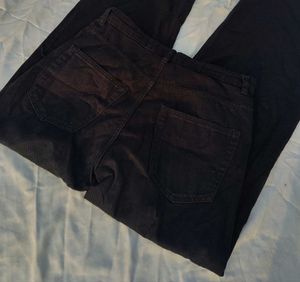 h&amp;m Ripped Black Wide Leg Jeans