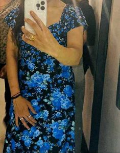 Brand New(Urbanic) Floral Blue Split A- Line Dress