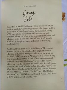 Going Solo By Roald Dahl ( Autobiography)
