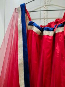 Festive Red Net Lehenga with Dupatta