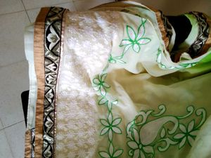 Elegant Green Embroidered Sari