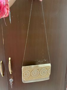Golden Beaded Clutch