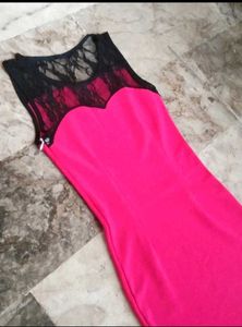 Hot pink bodycon one piece with lagging
