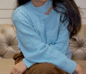 Stylish Blue Knit Sweater