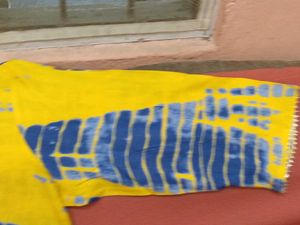 BrandNew Yellow&amp;Blue Tie-DyeKurta+GentlyUsed Bott