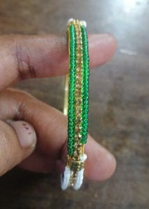 Green ,Red And  White Beads Bangles Pack Of Bangle