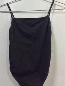 Black Ribbed Bodysuit