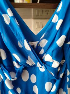 Blue Polka Dot Wrap Dress