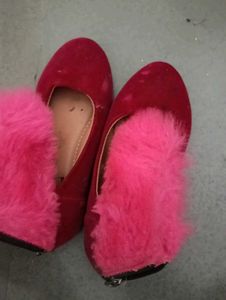 Red Furry Ballerinas