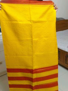 Yellow &amp; Red Striped Saree