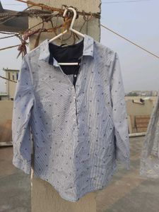 Zara Stripes Blue Shirt Women