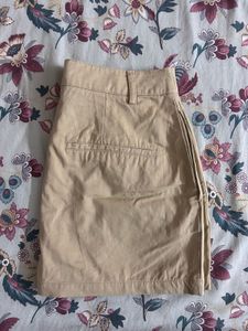 Beige Pleated Mini Skirt