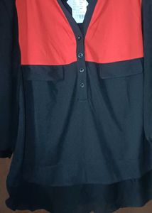 🍒 red Color &Black  Top