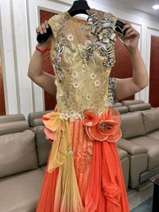 Indo Western Organge N Beige Gown