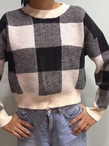 Checked Knit Sweater