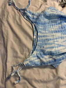 Blue And White Tie-Dye Knot Short Kurti